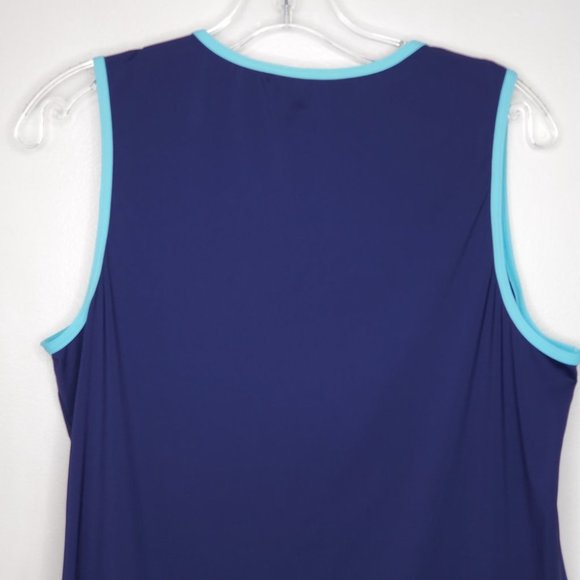 Lands' End Navy Aqua Activewear Casual Tank Top, L (14-16) - Picture 6 of 10